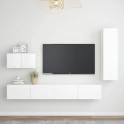 Komplet TV omaric 4-delni bela iverna plošča