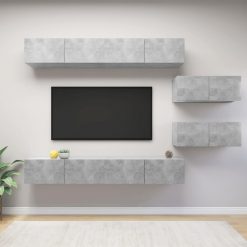 Komplet TV omaric 6-delni betonsko siva iverna plošča