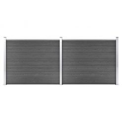 Komplet ograjnih panelov WPC 353x146 cm črn