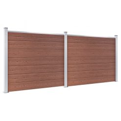 Komplet ograjnih panelov WPC 353x146 cm rjav