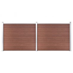 Komplet ograjnih panelov WPC 353x146 cm rjav