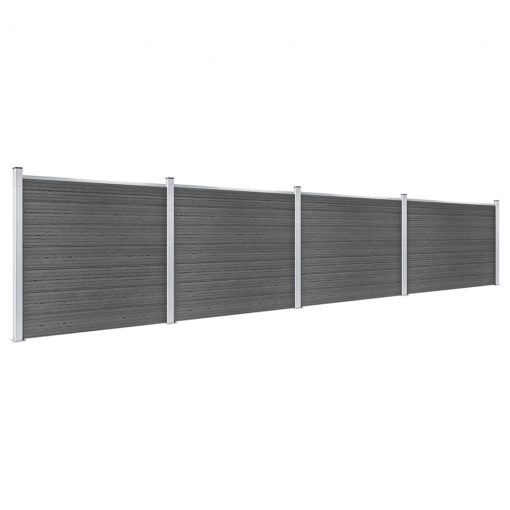 Komplet ograjnih panelov WPC 699x146 cm črn