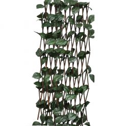 Mrežasta ograja iz vrbe 5 kosov z umetnimi listi 180x30 cm