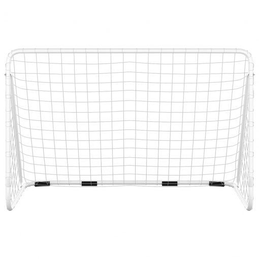 Nogometni gol z mrežo bel 180x90x120 cm jeklo