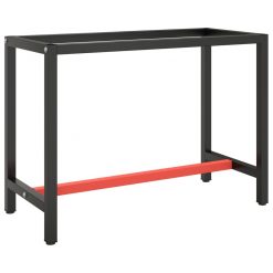 Okvir za delovno mizo mat črn in mat rdeč 110x50x79 cm kovinski