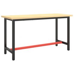 Okvir za delovno mizo mat črn in mat rdeč 140x50x79 cm kovinski