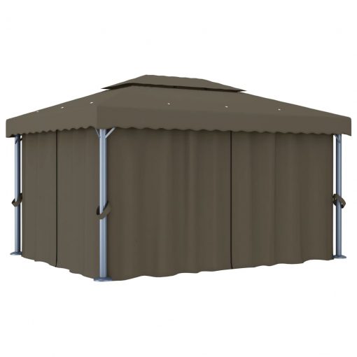 Paviljon z zaveso 4x3 m taupe aluminij