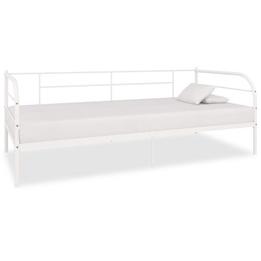 Posteljni okvir za dnevno posteljo bel kovinski 90x200 cm