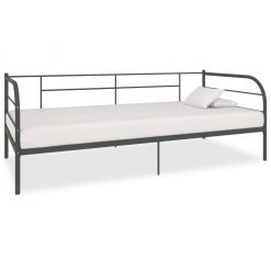Posteljni okvir za dnevno posteljo siv kovinski 90x200 cm