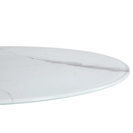Površina za mizo bela Ø80 cm steklo s teksturo marmorja