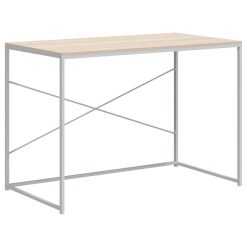 Računalniška miza bela in hrast 110x60x70 cm iverna plošča