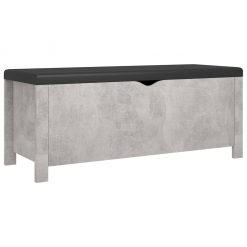 Škatla z blazino betonsko siva 105x40x45 cm iverna plošča