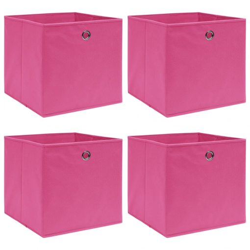 Škatle za shranjevanje 4 kosi roza 32x32x32 cm blago