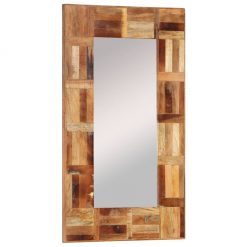 Stensko ogledalo iz predelanega lesa 50x80 cm