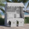 Stol za na plažo z blazinami poli ratan in trden les siv in bel