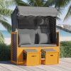 Stol za na plažo z blazino poli ratan in trden les črn/antracit