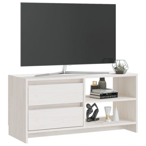 TV omarica bela 80x31x39 cm trdna borovina