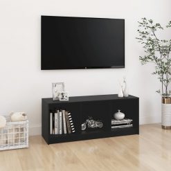 TV omarica črna 104x33x41 cm trdna borovina