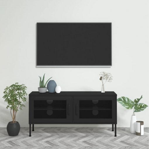 TV omarica črna 105x35x50 cm jeklo