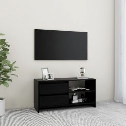 TV omarica črna 80x31x39 cm trdna borovina