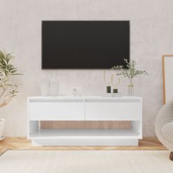 TV omarica visok sijaj bela 102x41x44 cm iverna plošča