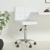 Vrtljiv pisarniški stol belo umetno usnje