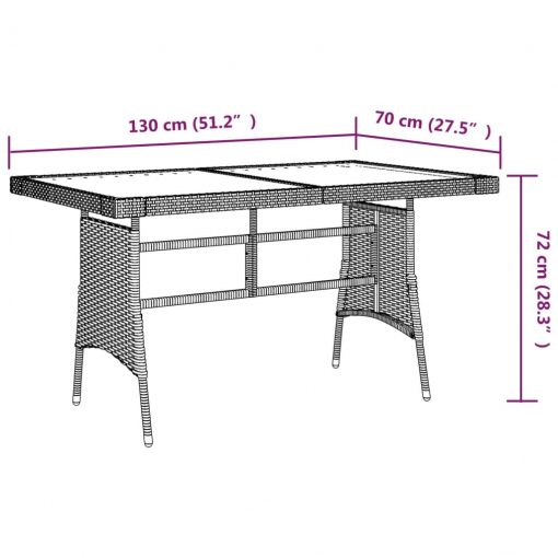 Vrtna miza črna 130x70x72 cm poli ratan in trden akacijev les