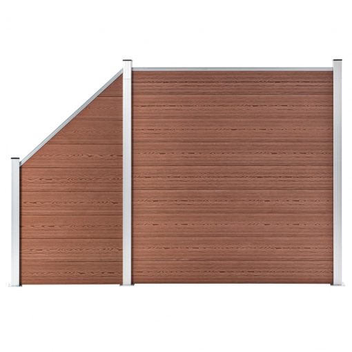 WPC ograjni paneli 1 kvadratni + 1 poševni 273x186 cm rjavi
