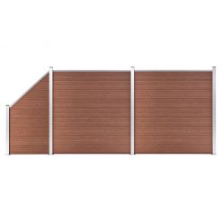 WPC ograjni paneli 2 kvadratna + 1 poševni 446x186 cm rjavi