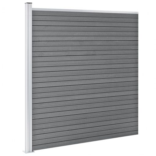 WPC ograjni paneli 4 kvadratni + 1 poševni 792x186 cm sivi