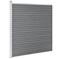 WPC ograjni paneli 5 kvadratnih + 1 poševni 965x186 cm sivi