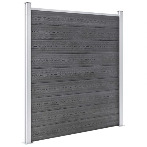 WPC ograjni paneli 6 kvadratnih + 1 poševni 1138x186 cm sivi