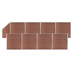 WPC ograjni paneli 8 kvadratnih + 1 poševni 1484x186 cm rjavi