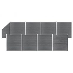 WPC ograjni paneli 8 kvadratnih + 1 poševni 1484x186 cm sivi