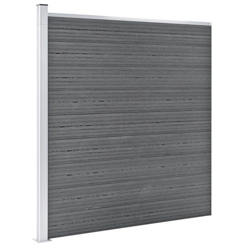 WPC ograjni paneli 9 kvadratnih + 1 poševni 1657x186 cm sivi