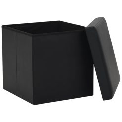 Zložljiv stolček s prostorom za shranjevanje črno umetno usnje