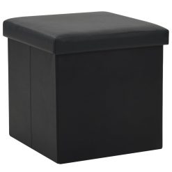 Zložljiv stolček s prostorom za shranjevanje črno umetno usnje