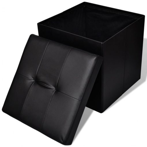 Zložljivi podnožnik in stol za shranjevanje Črne barve 2 kosa