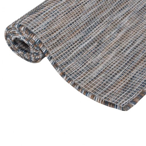 Zunanja preproga ploščato tkanje 100x200 cm rjava in črna