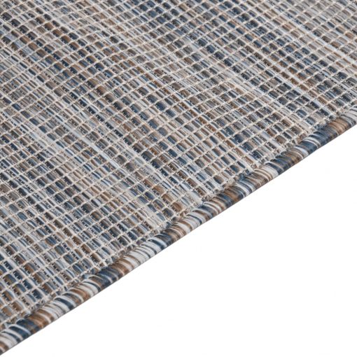 Zunanja preproga ploščato tkanje 100x200 cm rjava in črna