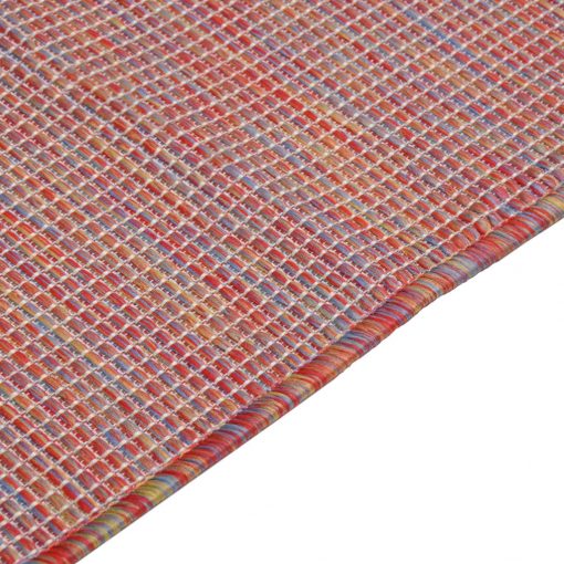 Zunanja preproga ploščato tkanje 80x250 cm rdeča