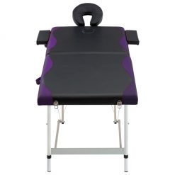 2-conska zložljiva masažna miza aluminij črna in vijolična