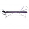 3-conska zložljiva masažna miza aluminij črna in vijolična