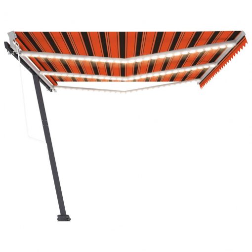 Avtomatska tenda LED + senzor 600x300 cm oranžna/rjava
