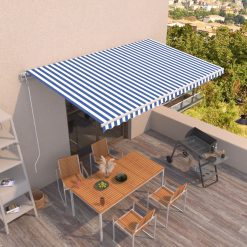 Avtomatsko zložljiva tenda 500x350 cm modra in bela