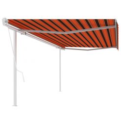 Avtomatsko zložljiva tenda s stebrički 5x3 m oranžna in rjava