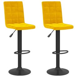 Barski stolčki 2 kosa gorčično rumen žamet