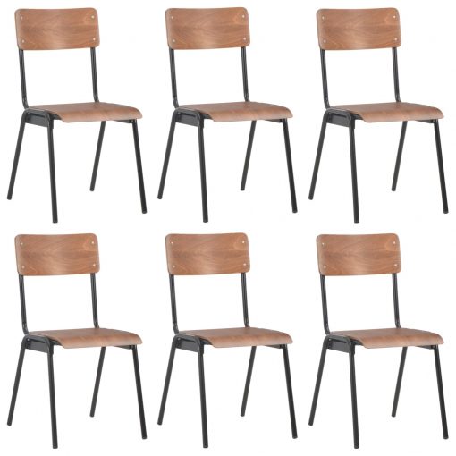 Jedilni stoli 6 kosov rjavi vezani les