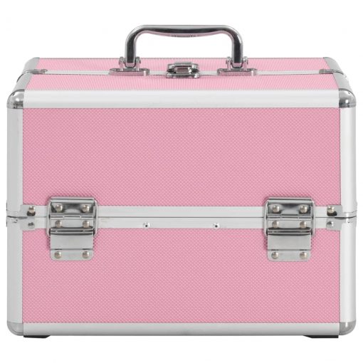 Kovček za ličila 22x30x21 cm roza aluminij