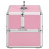 Kovček za ličila 22x30x21 cm roza aluminij